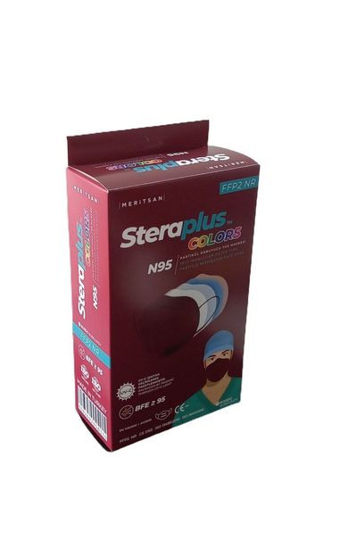 Steraplus Colors FFP2 5 Katmanlı Telli N95 Maske 10'lu - BORDO