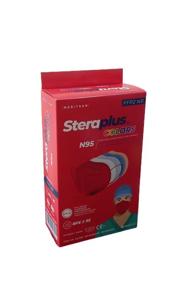 Steraplus Colors FFP2 5 Katmanlı Telli N95 Maske 10'lu - KIRMIZI