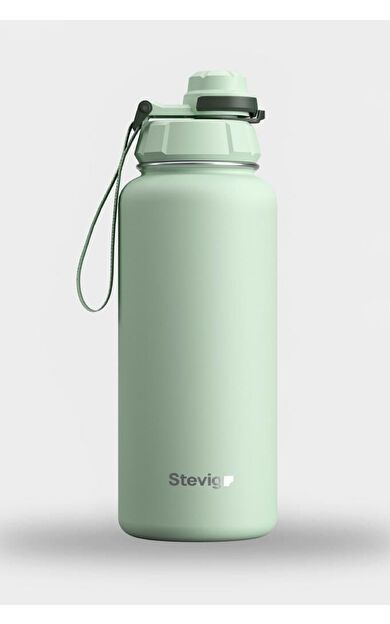 Stevig 1 Hand Leak-Proof Sızdırmaz Çelik Termos 1000 Ml Smoke Green ST-218