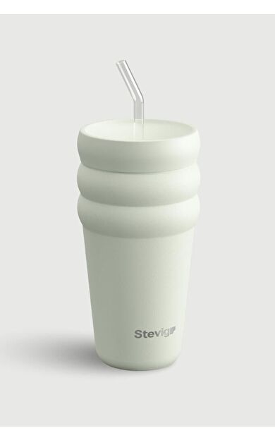 Stevig 3 Bubble Two-Cap Straw Tumbler Çelik Termos 600 ML Lightest Sky ST-247