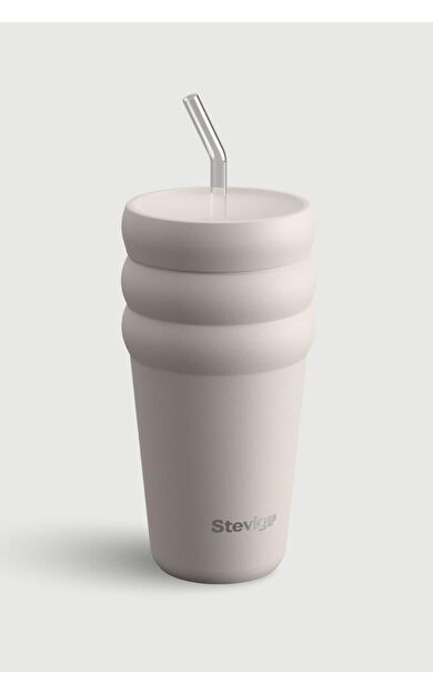 Stevig 3 Bubble Two-Cap Straw Tumbler Çelik Termos 600 ML Crushed Rock ST-244