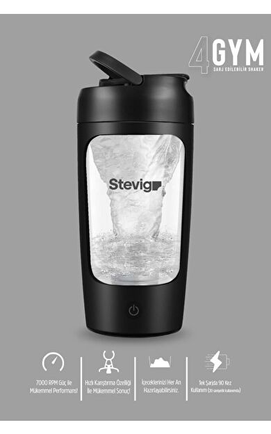 Stevig 4 Gym Şarj Edilebilir Elektrikli Protein Shaker 650 Ml Black ST-225
