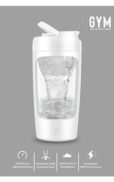 Stevig 4 Gym Şarj Edilebilir Elektrikli Protein Shaker 650 Ml White ST-226