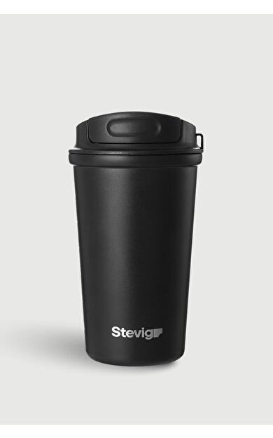 Stevig 4 Work Flip Open Coffee Mug Çelik Termos 400 ML Black ST-250