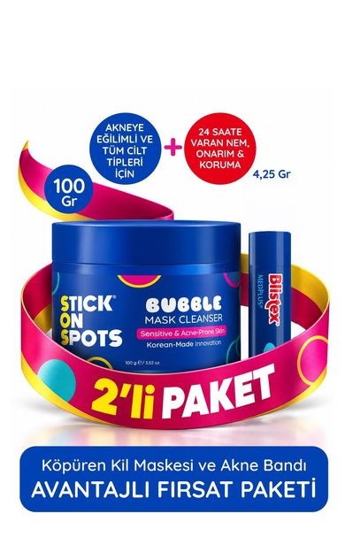 SOS Bubble Mask 100 ml Köpüren Kil Maskesi Medplus Stick - Kuruyan Ve Çatlayan Dudaklar Için Yoğun Bakım Dudak Kremi