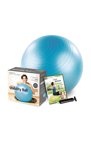 Merrithew Health & Fitness Stability Ball Plus Power Pack - 55cm (Blue - English/French) (DV-82306)