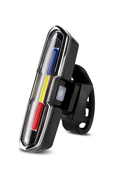 Bisiklet Led İkaz Uyarı Fener Mavi Kırmızı Beyaz Çakarlı USB Şarjlı Stop Lambası