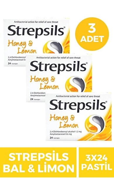 Strepsils Bal ve Limon Aromalı 24 Pastil - 3 KUTU