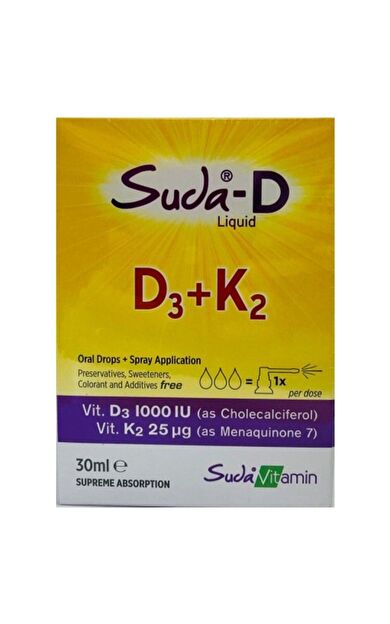 Suda Vitamin D3+K2 Sprey Damla 30 ml
