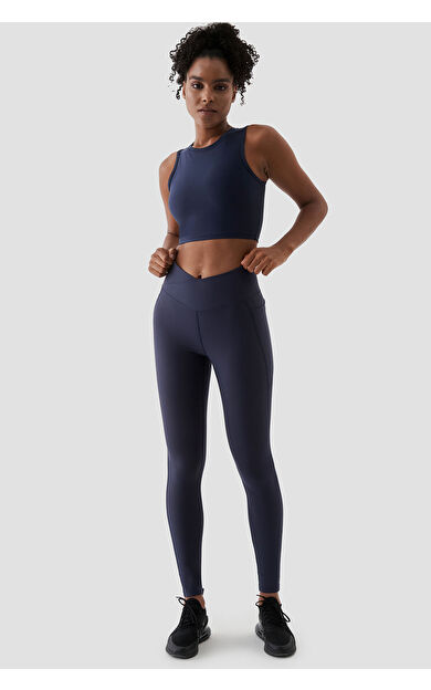 Superstacy Adele V Bel Detaylı Toparlayıcı Lacivert  Spor Tayt