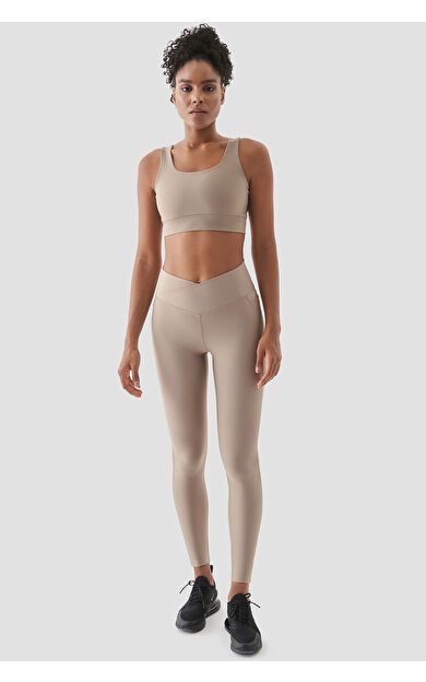 Superstacy Adele V Bel Detaylı Toparlayıcı Taş Rengi Spor Tayt