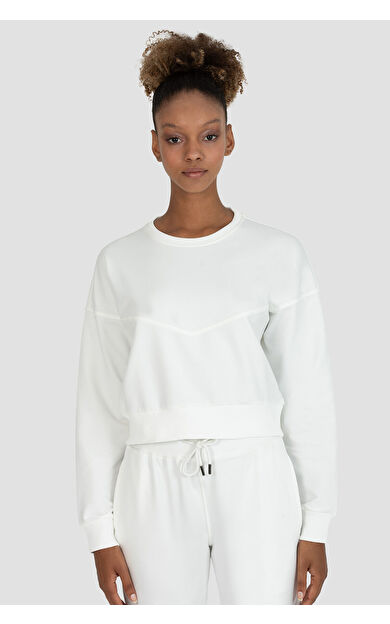 Superstacy Ena Oversize Krem Crop Sweatshirt