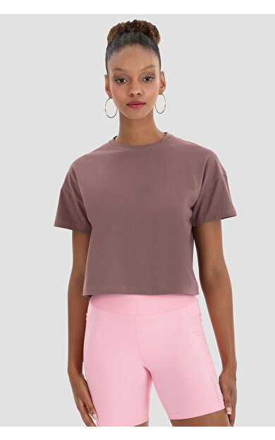 Superstacy Lily Oversize Koyu Gül Crop Tshirt
