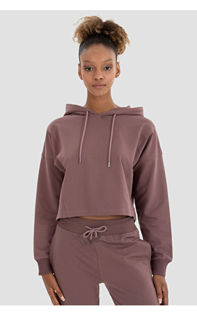 Superstacy Lisa Oversize Koyu Gül Crop Hoodie