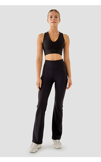 Superstacy Nichole Flare Yüksek Bel Siyah Spor Tayt