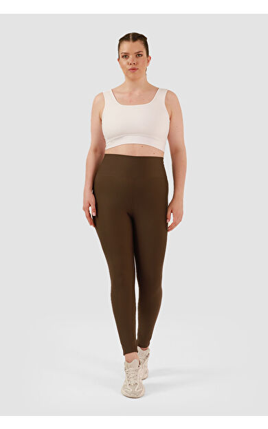 Superstacy Popi Büyük Beden Acı Kahve Spor Tayt