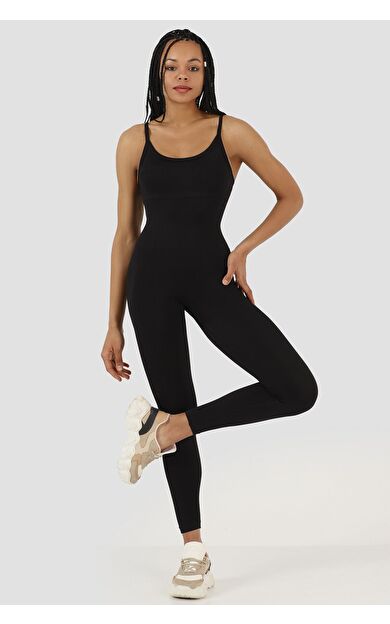 Superstacy Rachel Dikişsiz Siyah Yoga Tulum