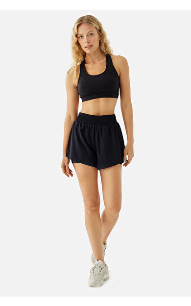 Superstacy Rose Taytlı Siyah Spor Şort