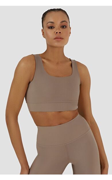 Superstacy Square Neck Taş Rengi Spor Büstiyer