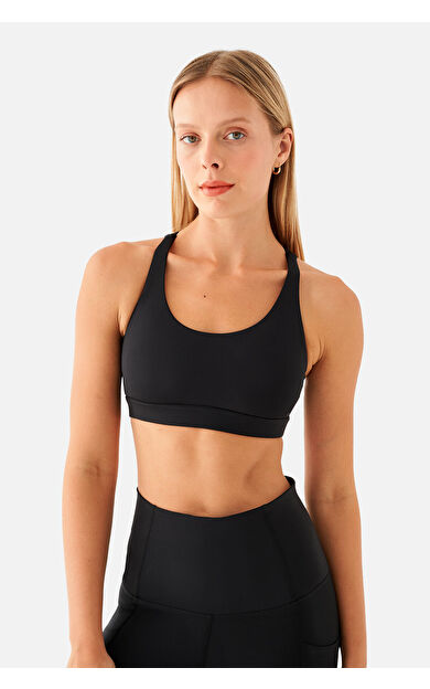 Superstacy Stella Orta Destekli Siyah Spor Bra
