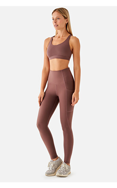 Superstacy Stella Yüksek Bel Cepli Toparlayıcı Koyu Gül Spor Tayt
