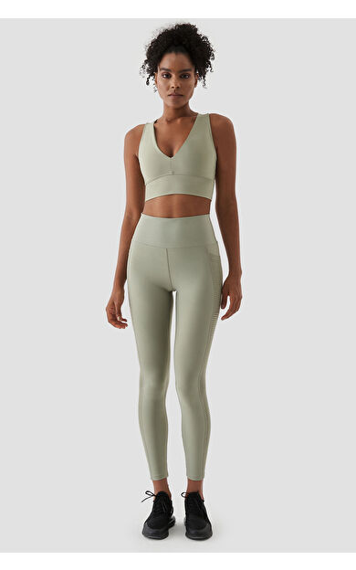 Superstacy Wawel File Cep Detaylı Açık Yeşil Spor Tayt