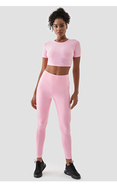 Superstacy Wawel File Cep Detaylı Pembe Spor Tayt