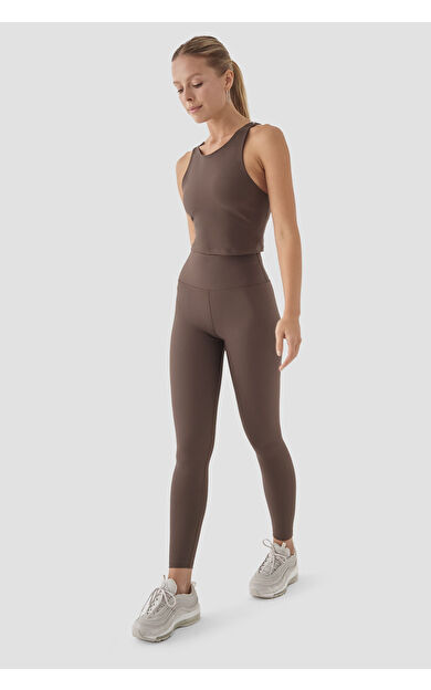 Superstacy Yüksek Bel Acı Kahve Spor Tayt