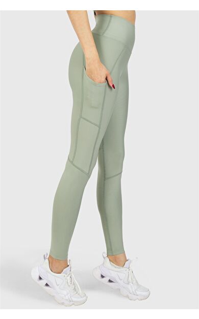 Superstacy Yüksek Bel Cepli Açık Yeşil Spor Tayt