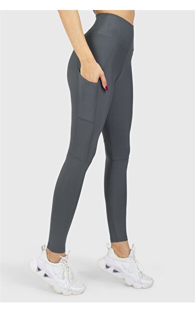 Superstacy Yüksek Bel Cepli Füme Spor Tayt