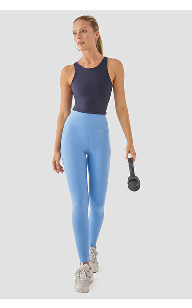 Superstacy Yüksek Bel Mavi Spor Tayt