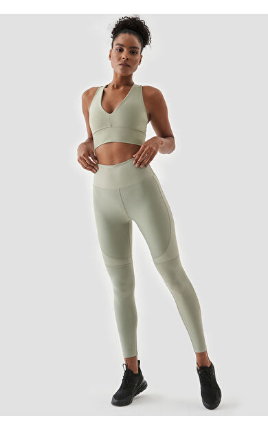 Superstacy Yvonne Parlak Parça Detaylı Açık Yeşil Spor Tayt