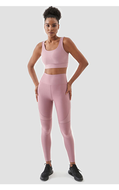 Superstacy Yvonne Parlak Parça Detaylı Gül Spor Tayt