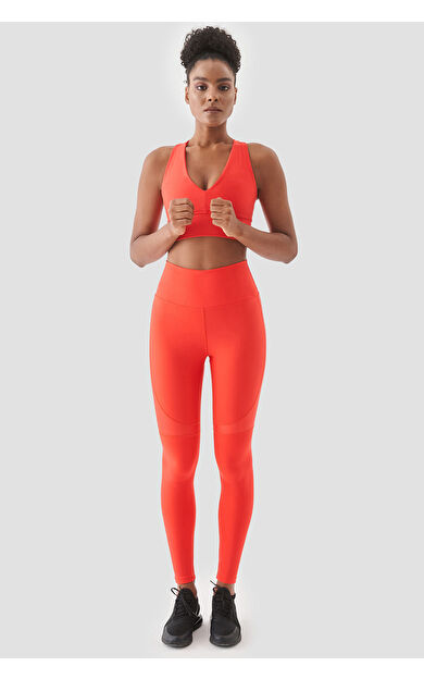 Superstacy Yvonne Parlak Parça Detaylı Nar Çiçeği Spor Tayt