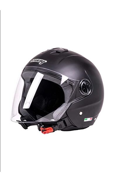 Sway 715 Şeffaf Vizörlü Yarım Motosiklet Scooter Kaskı XXL Beden Solid Mat Siyah