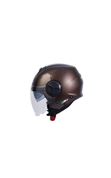 Sway 737 Şeffaf Vizörlü Güneş Gözlüklü Yarım Motosiklet Scooter Kaskı XL Beden Gloss Brown