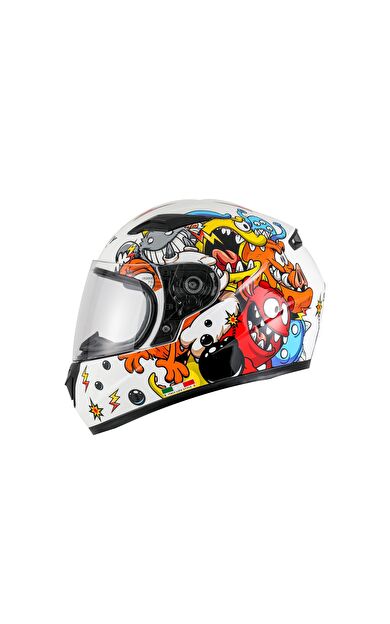 Sway 815K Full Face Şeffaf Vizör Çocuk Motosiklet Kaskı M Beden Monster Model