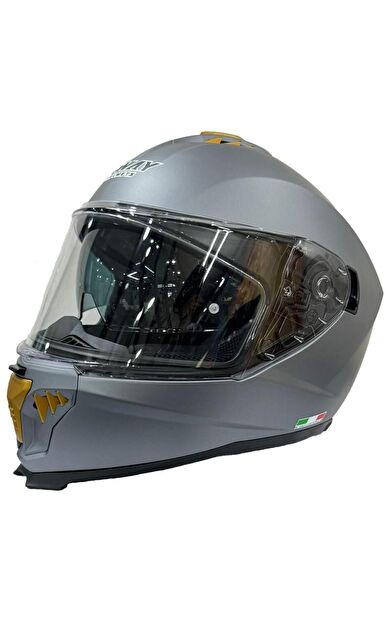 Sway 865 Full Face Double Visor Güneş Gözlüklü Kapalı Motosiklet Kaskı 2XL Beden Mat Gri