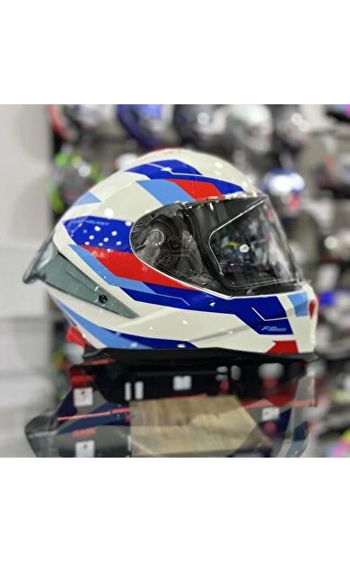 Sway 865 Titan Full Face Güneş Gözlüklü Kapalı Motosiklet Kaskı XL Beden White Blue Red