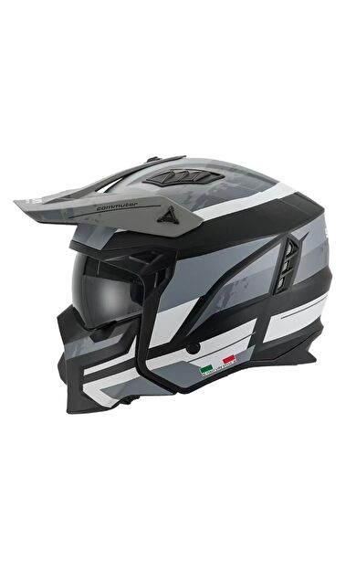 Sway X1-X Seul Track Modüler Full Face Çene Sökülebilen Motosiklet Kaskı 2XL Beden Siyah Gri