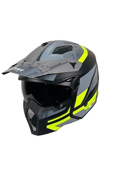 Sway X1-X Seul Track Modüler Full Face Çene Sökülebilen Motosiklet Kaskı 2XL Beden Siyah Sarı