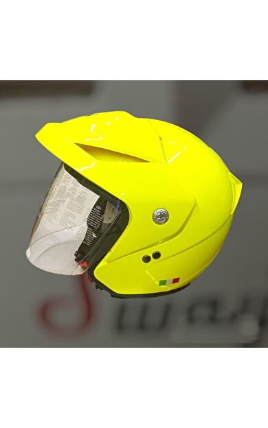 Sway 707 Açık Yarı Camlı Elektrikli Bisiklet Motosiklet Scooter Kaskı S Beden Sarı