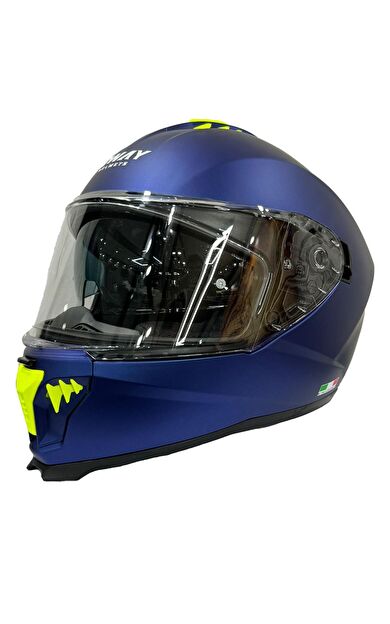 Sway Xbyc 865 Full Face Güneş Gözlüklü Kapalı Motosiklet Kaskı 2XL Beden Mat Mavi