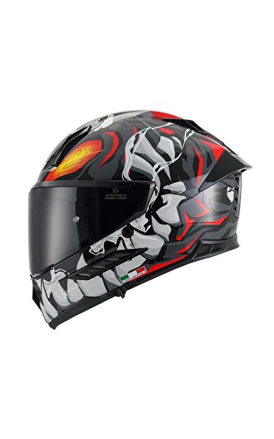 Sway Xbyc 868 Cannibal Full Face Güneş Gözlüklü Kapalı Motosiklet Kaskı Kırmızı Gri L Beden