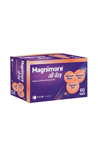 Magnimore All Day Magnezyum ve P5P (Vitamin B6) Takviye Edici Gıda 90 Tablet