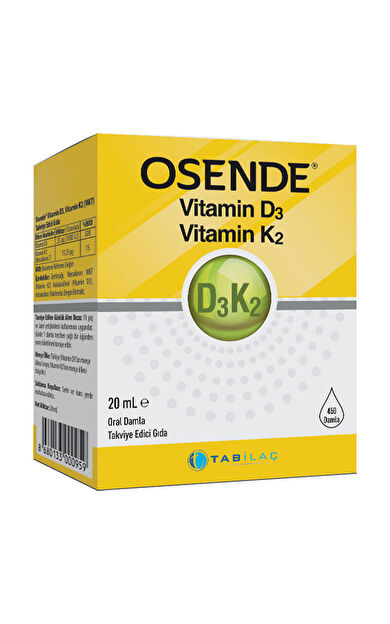 Osende Vitamin D3 K2 Takviye Edici Gıda 20 ml