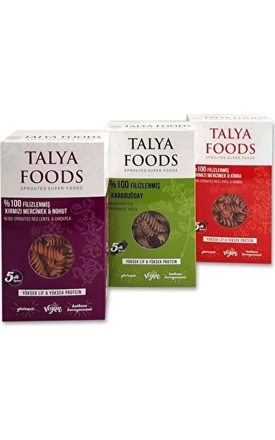 Talya Foods Glutensiz Vegan Klasik Üçlü Makarna seti