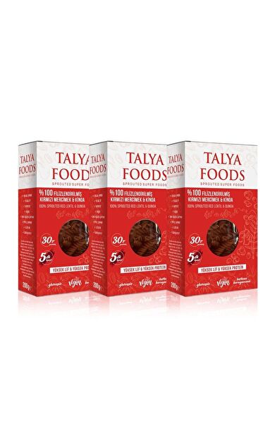 Talya Foods Filizlendirilmiş Kırmızı Mercimek & Kinoa Makarna Set 3x200g