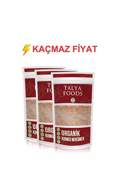 Talya Foods Glutensiz Naturel Cilasız Kırmızı Mercimek 3x500g