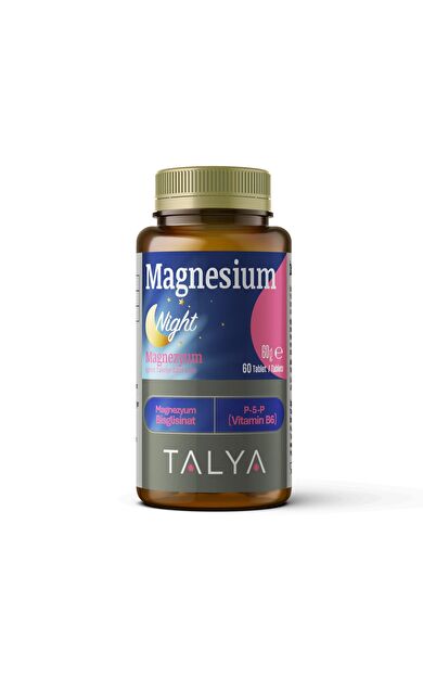 Talya Bitkisel MAGNESIUM NIGHT | Magnezyum Bisglisinat Ve Vitamin B6 İçeren Takviye Edici Gıda - 60 Tablet
